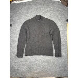 Davis & Squire Men XL Gray Ribbed Wool Blend Full Zip Cardigan Mock Neck Sweater